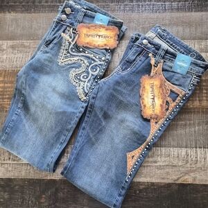 2 PR Trinity Ranch Women's Bootcut Jeans ~ GORGEOUS ~ Sz 7 ~ 30" x 34" ~ BNWT